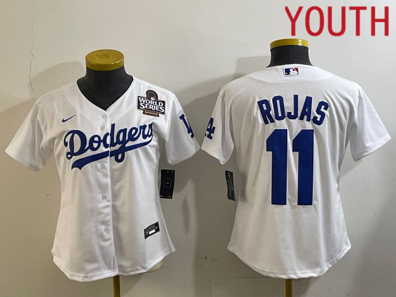 Youth Los Angeles Dodgers 11 Rojas White Game 2024 Nike MLB Jersey style 1